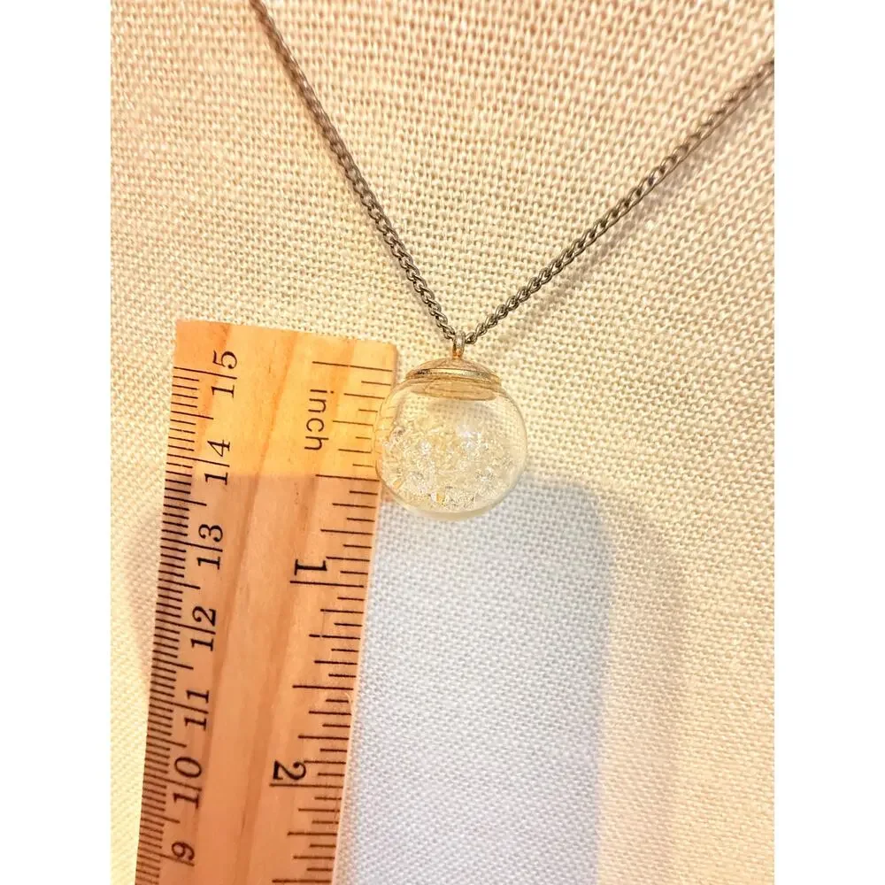 Vintage Glass Bubble Pendant Necklace 16+3”